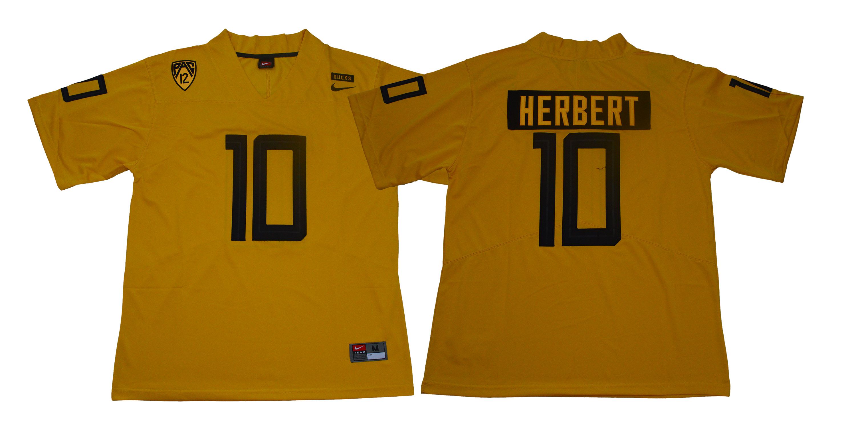 Men Oregon Ducks 10 Herbert Yellow Legendary Edition Nike NCAA Jerseys
